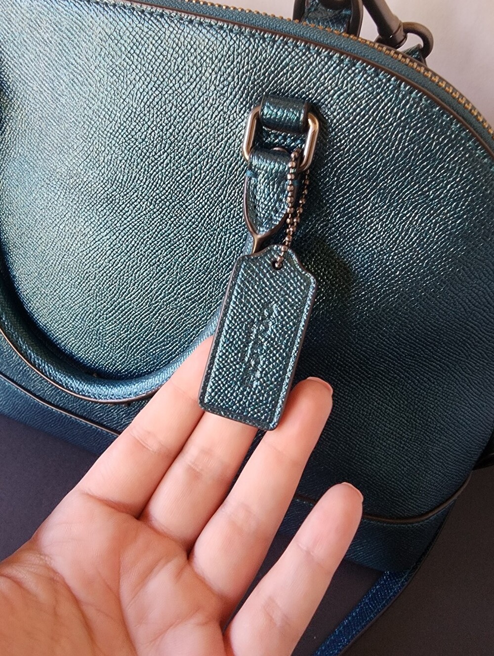Coach Dark Teal Metallic Sierra Dome 2Way Satchel, EUC, 2017, $395 MSRP - Picture 2 of 7